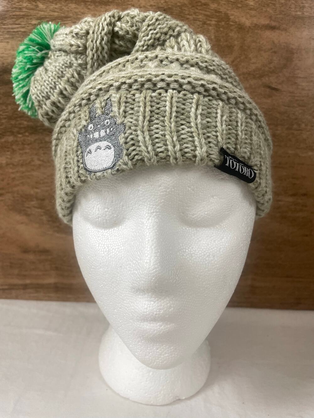 Studio Ghibli My Neighbor Totoro Beanie Knit Pom Pom Winter Hat Green Cable